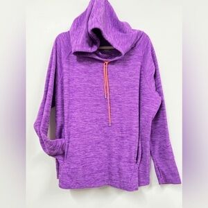 Lukka Size Large Hoodie Purple Funnel Neck Mid weight Thumb Holes
